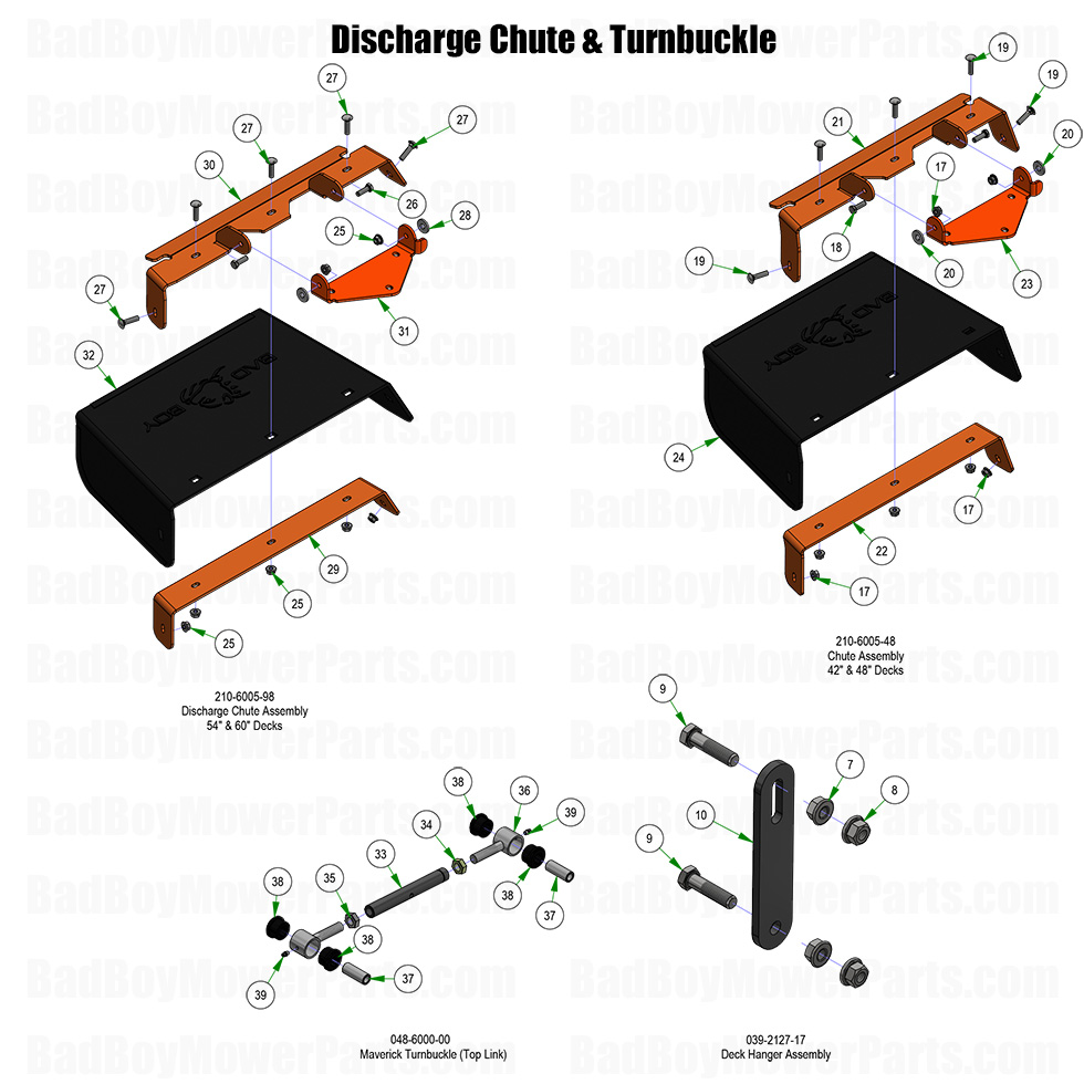 3748 - Bad Boy Mower Parts Lookup > 2025 > Maverick HD > Discharge Chute & Turnbuckle